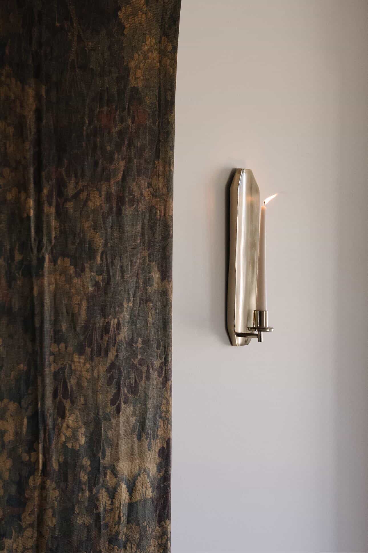 Wall Sconce Candle Holder Polished Pewter
