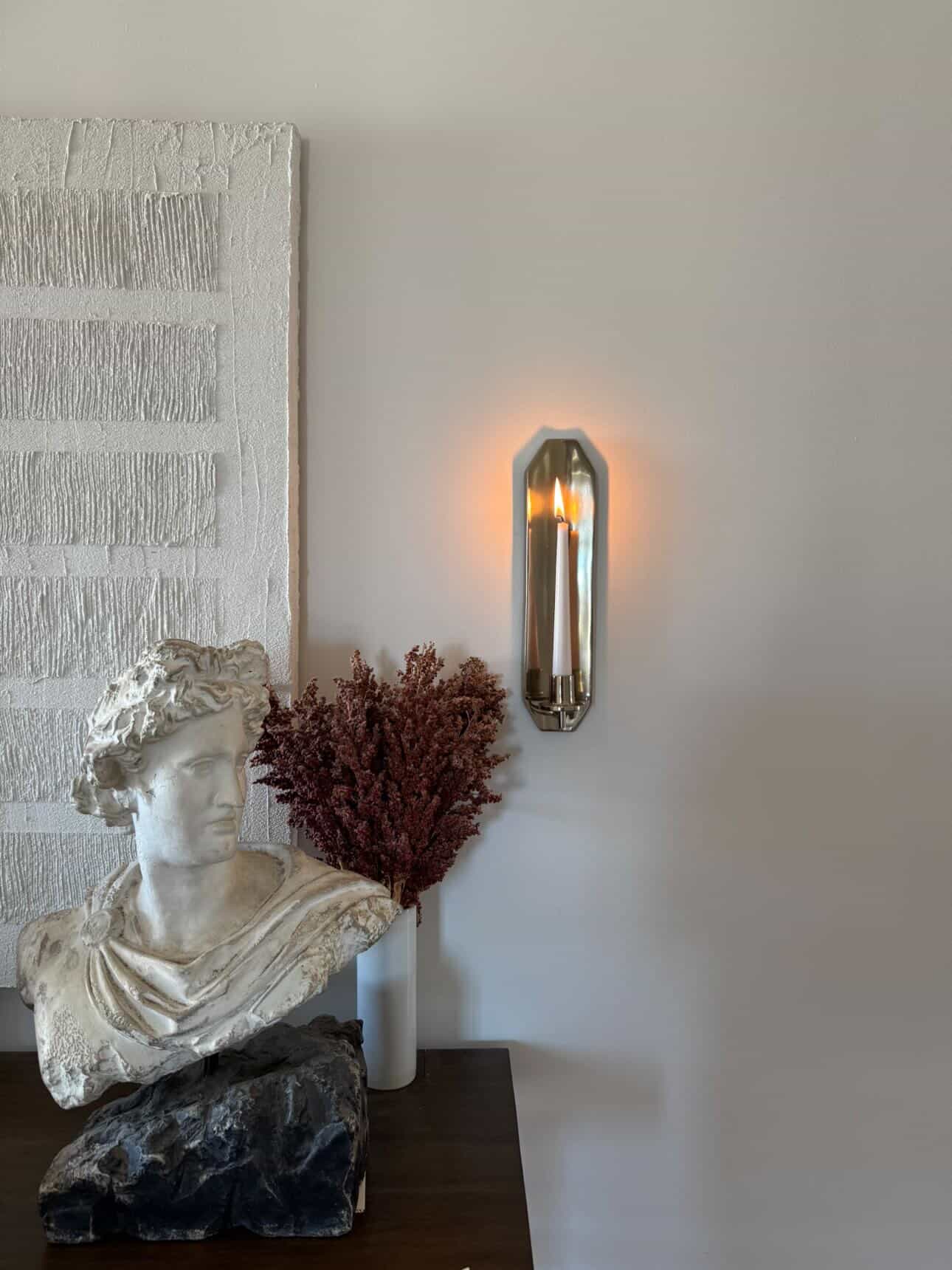 Wall Sconce Candle Holder Polished Pewter