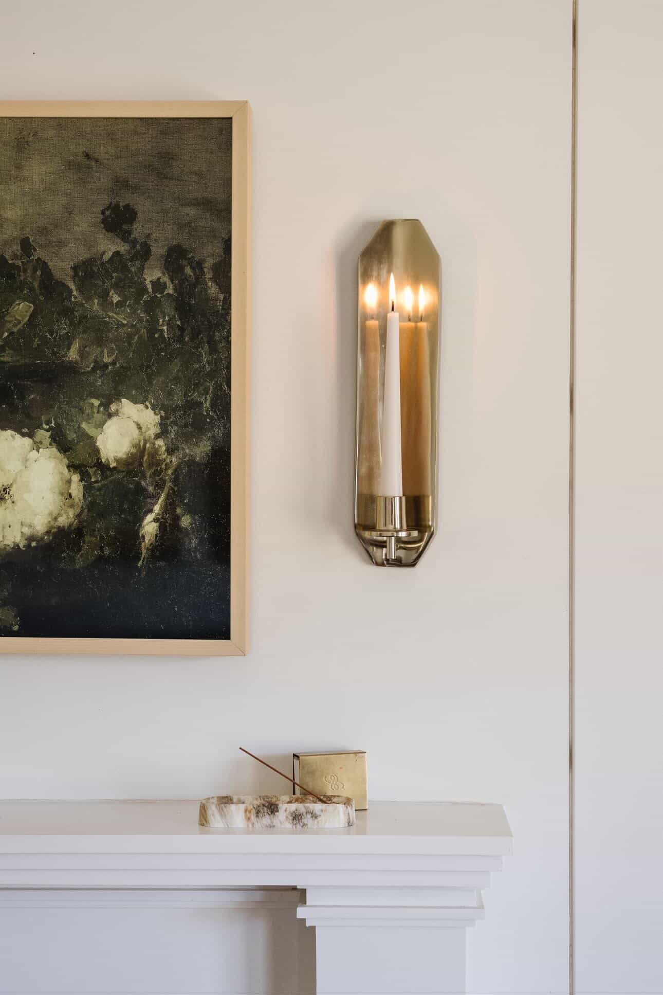 Wall Sconce Candle Holder Polished Pewter
