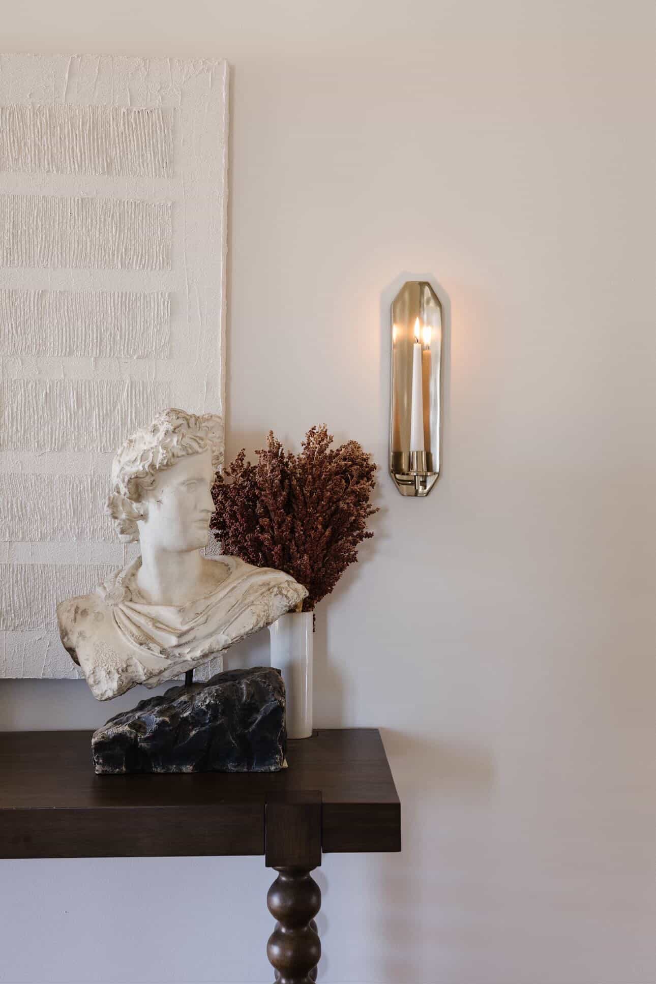 Wall Sconce Candle Holder Polished Pewter