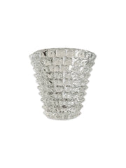 photo of clear glass murano style conical vase