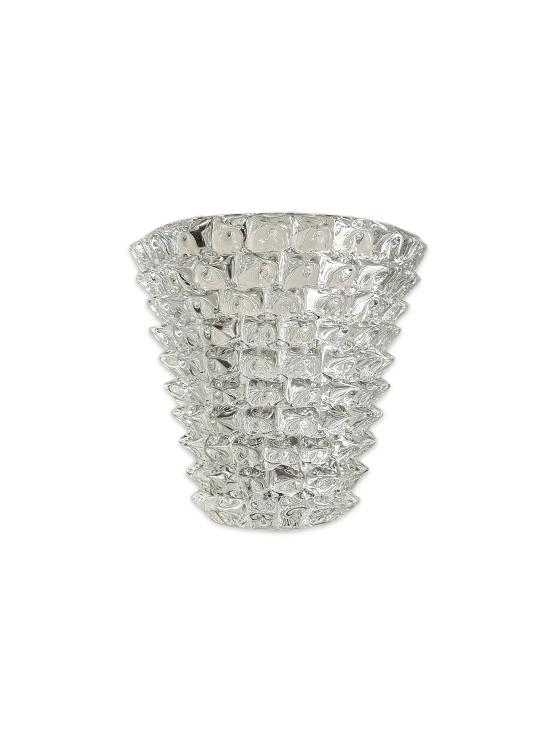 photo of clear glass murano style conical vase